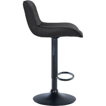  CLP Set Van 2 Barkruk Vonore Zwart Frame - Stof - Donkergrijs