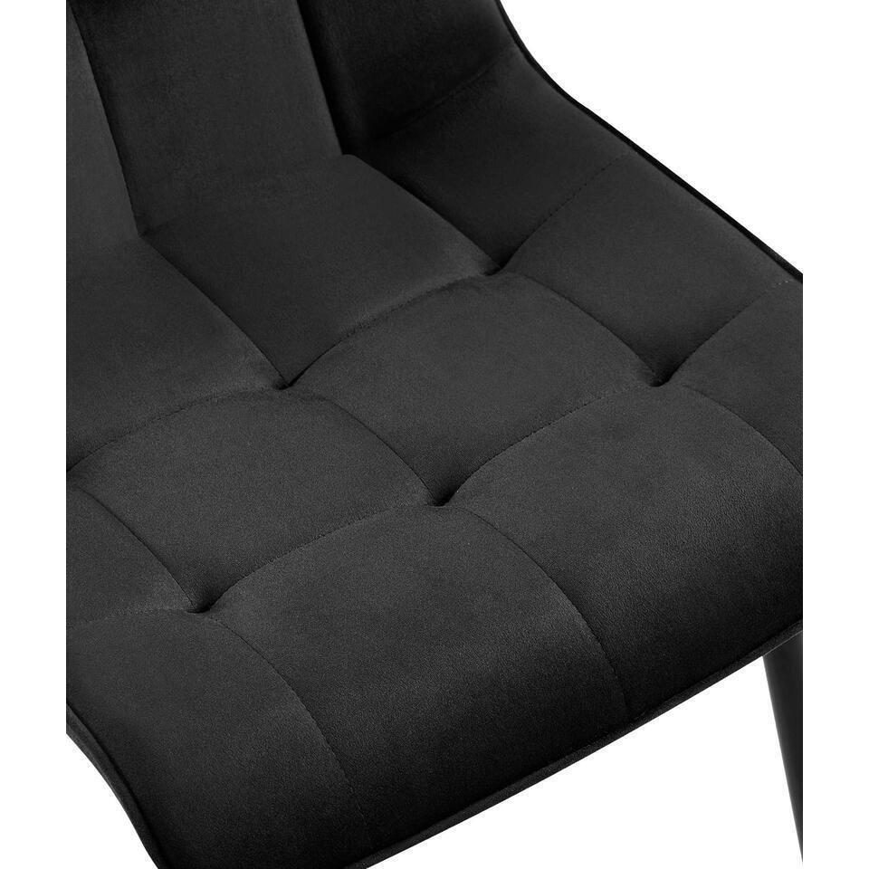  CLP Set Van 2 Eetkamerstoel Gifford Mat Zwart Frame - Fluweel - Zwart