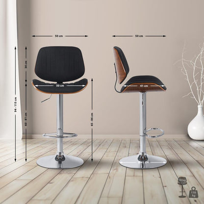  CLP Barkruk Clawson Chroom Frame - Stof - Walnoot/zwart
