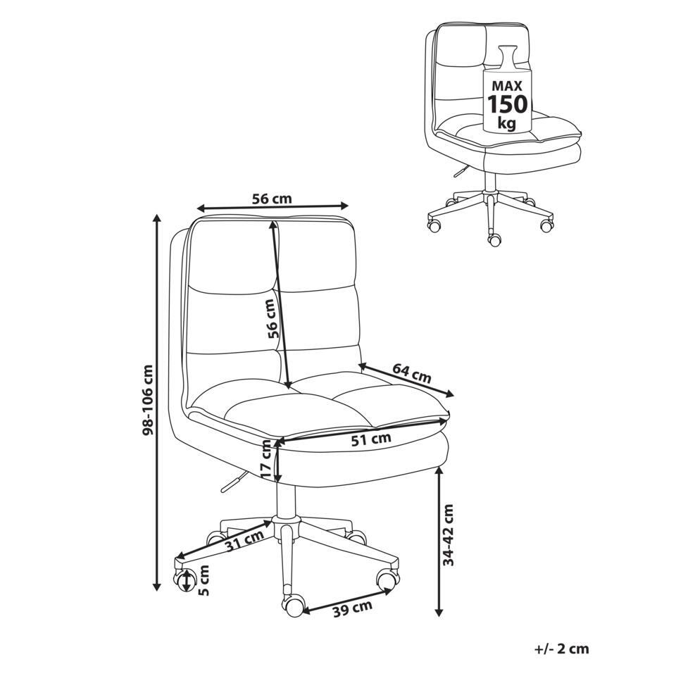 ADDISON - Bureaustoel - Wit - Bouclé