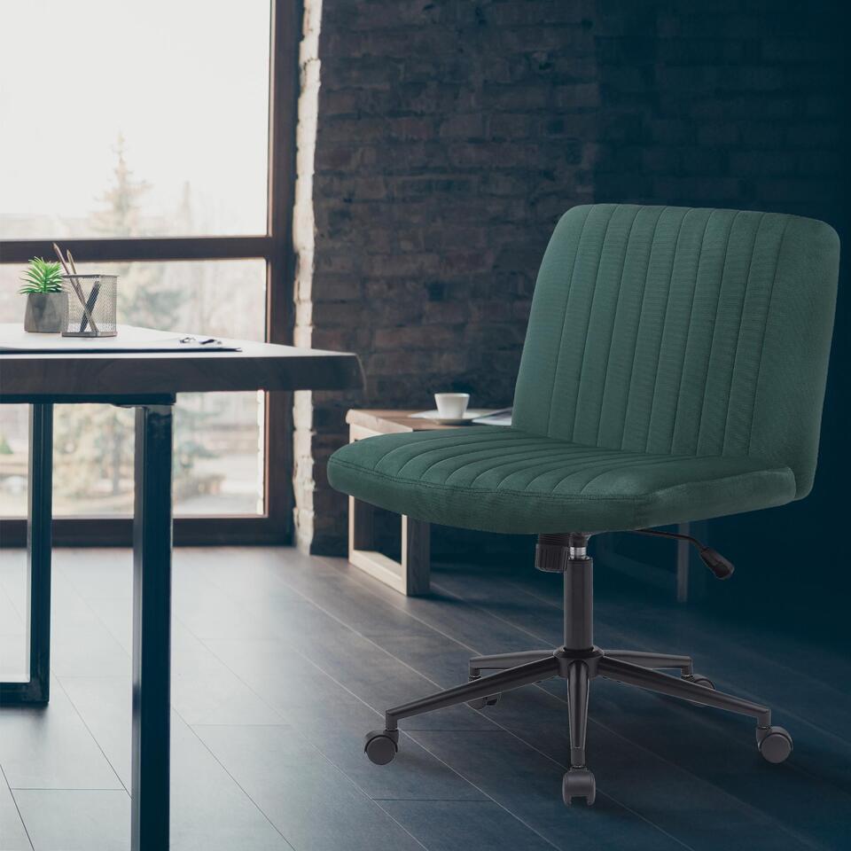  CLP Bureaustoel Kingman Zwart Frame - Fluweel - Groen