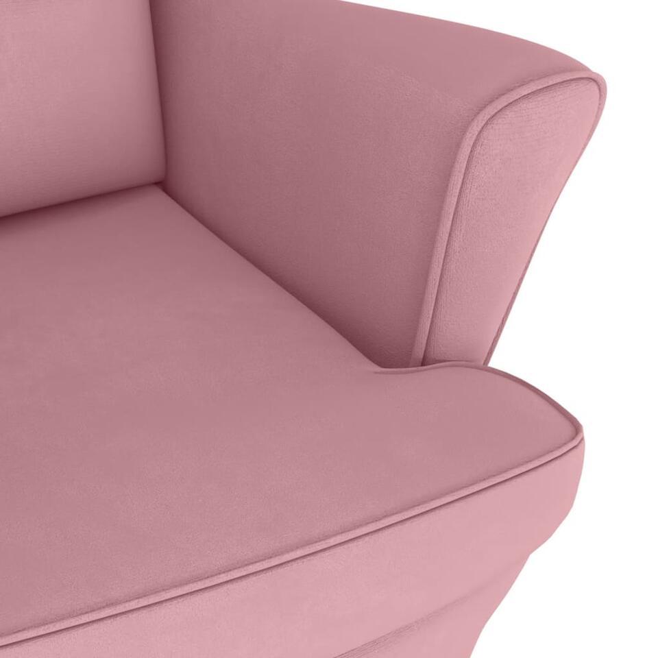  VidaXL - Schommelstoel Met Voetenbank - Roze - Fluweel