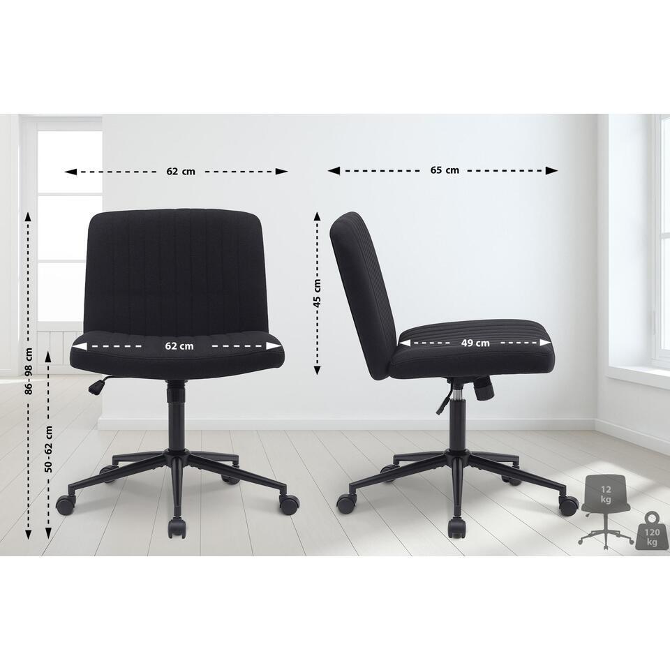  CLP Bureaustoel Kingman Zwart Frame - Stof - Zwart