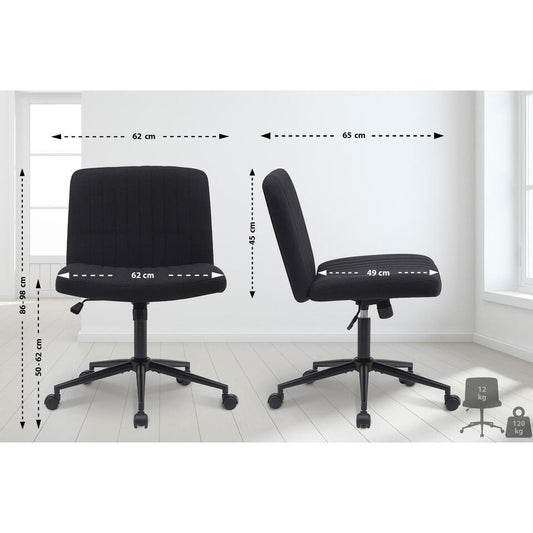  CLP Bureaustoel Kingman Zwart Frame - Stof - Zwart