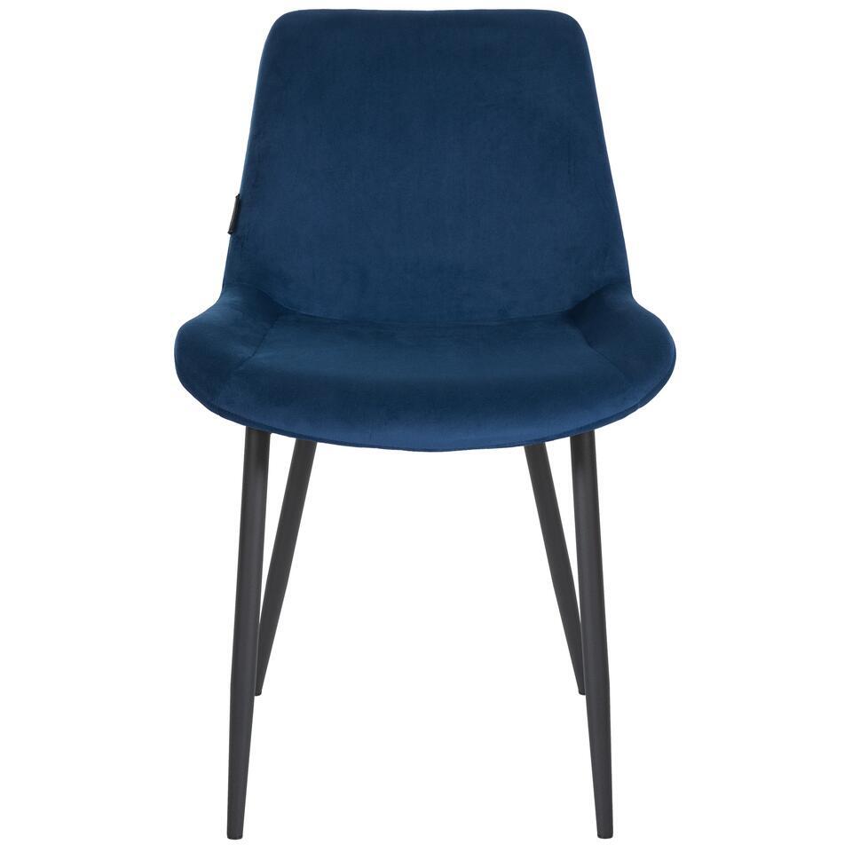  CLP Eetkamerstoel Victoria Zwart Frame - Fluweel - Blauw