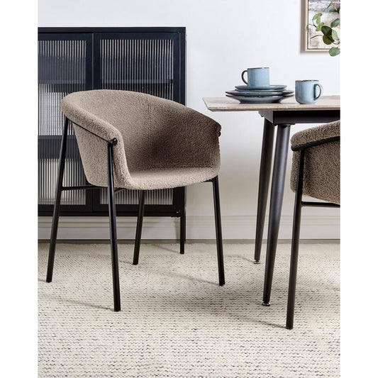  AMES - Eetkamerstoel Set Van 2 - Taupe - Bouclé
