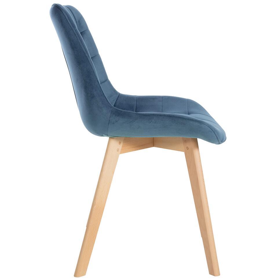  CLP Eetkamerstoel Brook Natura Frame - Fluweel - Blauw