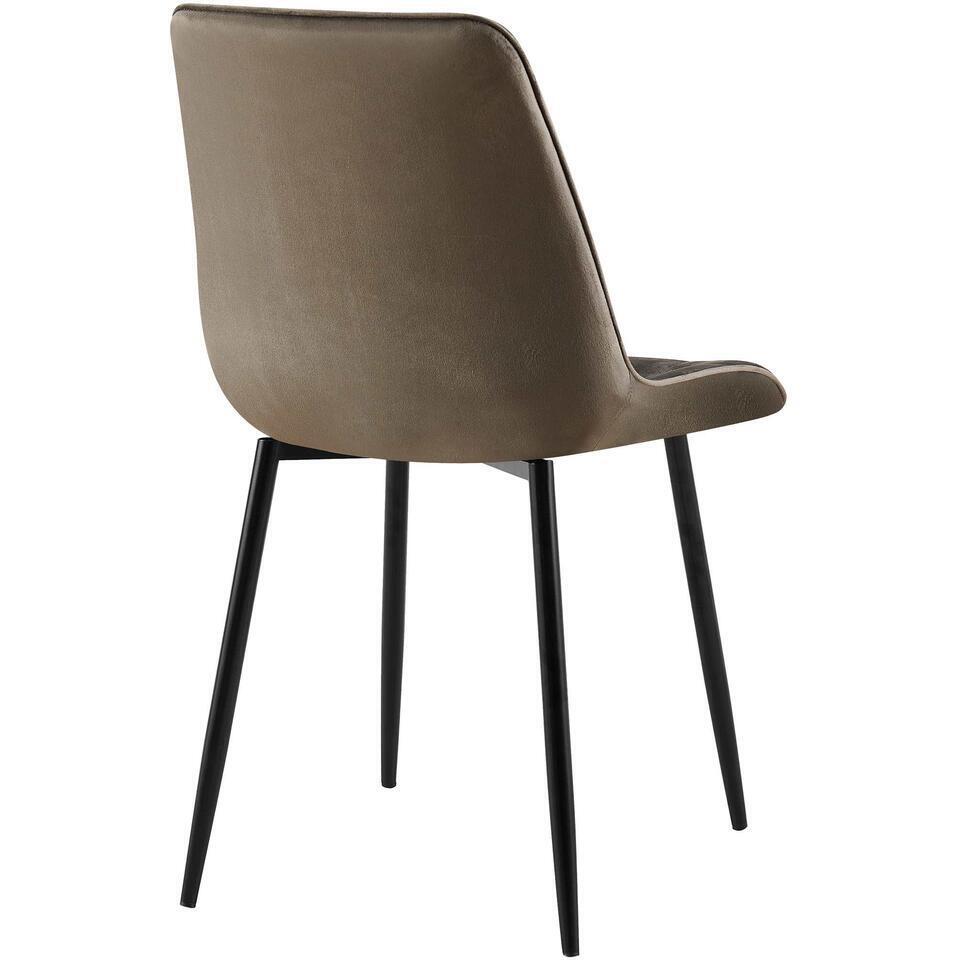  CLP Set Van 2 Eetkamerstoel Gifford Mat Zwart Frame - Fluweel - Antraciet