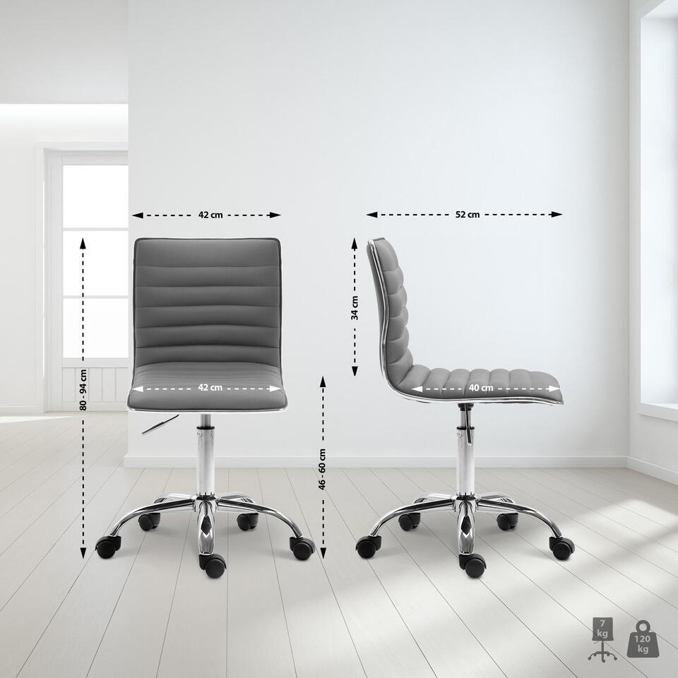  CLP Bureaustoel Alamosa Chroom Frame - Kunstleer - Grijs