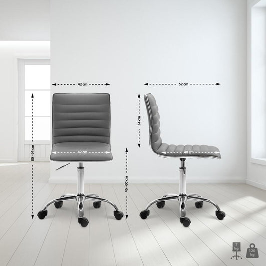  CLP Bureaustoel Alamosa Chroom Frame - Kunstleer - Grijs