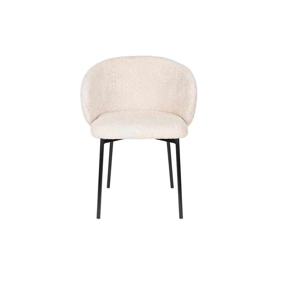  Eetkamerstoel Off White Stof - Zithoogte 47cm - 48x58x70cm - Ayle - Set Van 2