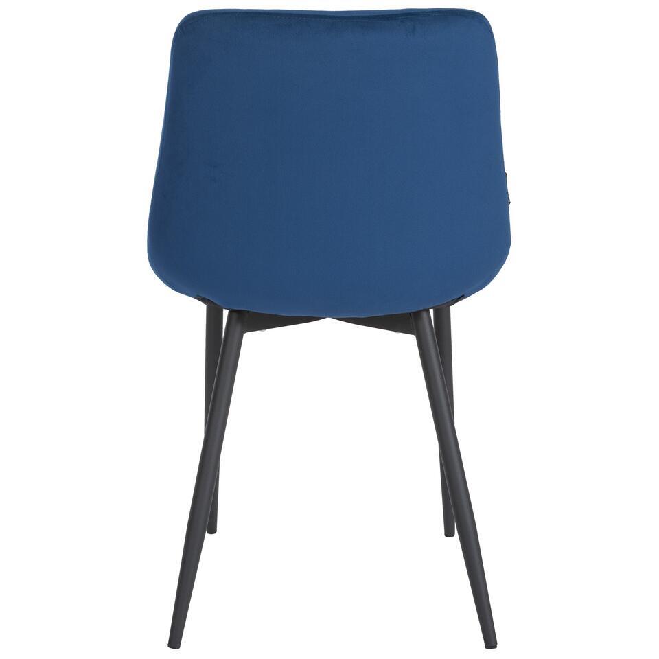  CLP Eetkamerstoel Victoria Zwart Frame - Fluweel - Blauw
