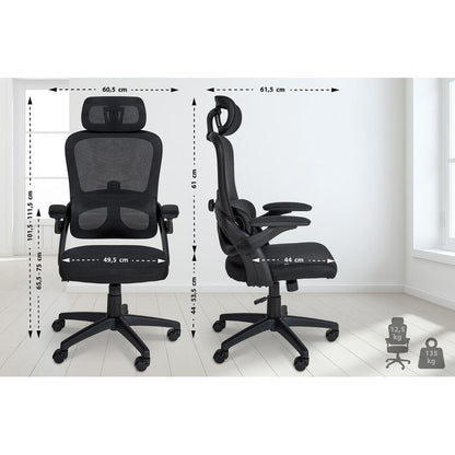 CLP Bureaustoel Garston Zwart Frame - Microfiber - Zwart