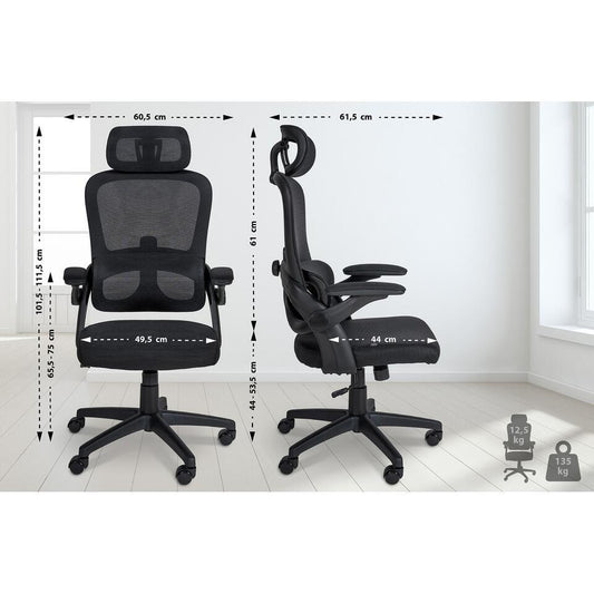  CLP Bureaustoel Garston Zwart Frame - Microfiber - Zwart