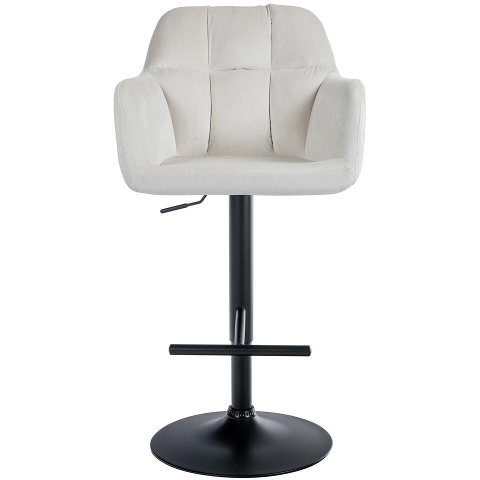  CLP Barkruk Natoma Zwart Frame - Fluweel - Creme