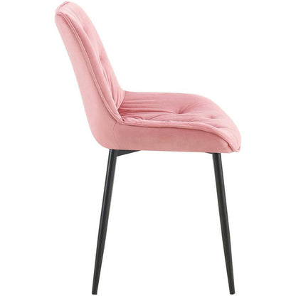 CLP Set Van 2 Eetkamerstoel Wallace Zwart Frame - Fluweel - Roze