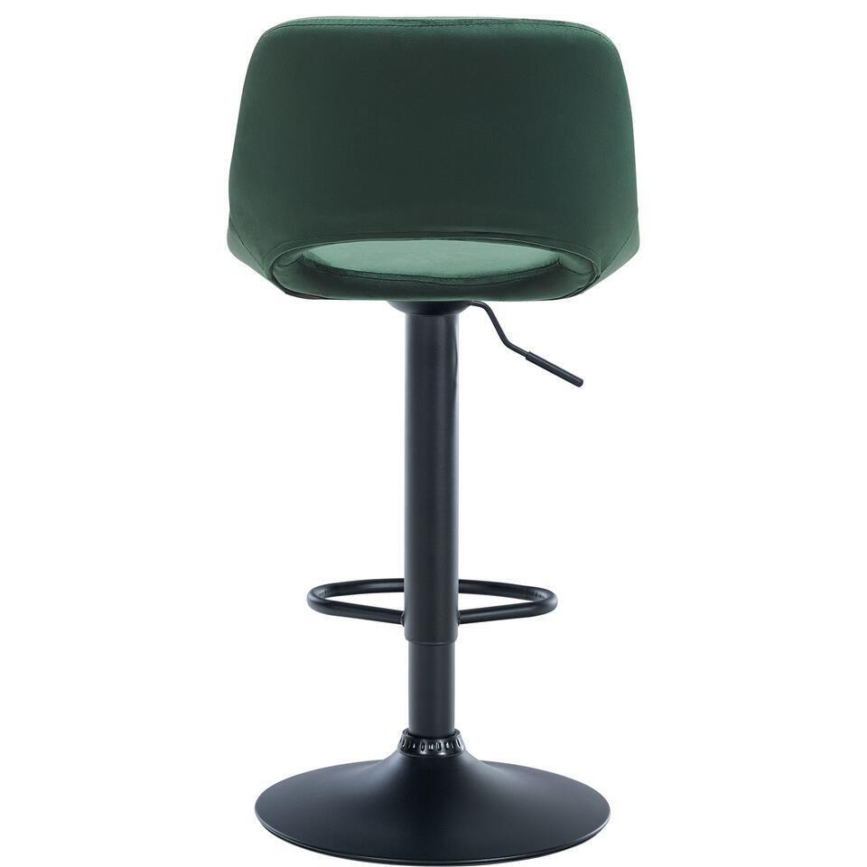  CLP Set Van 2 Barkruk Camden Mat Zwart Frame - Fluweel - Groen