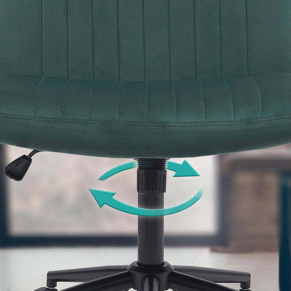  CLP Bureaustoel Kingman Zwart Frame - Fluweel - Groen