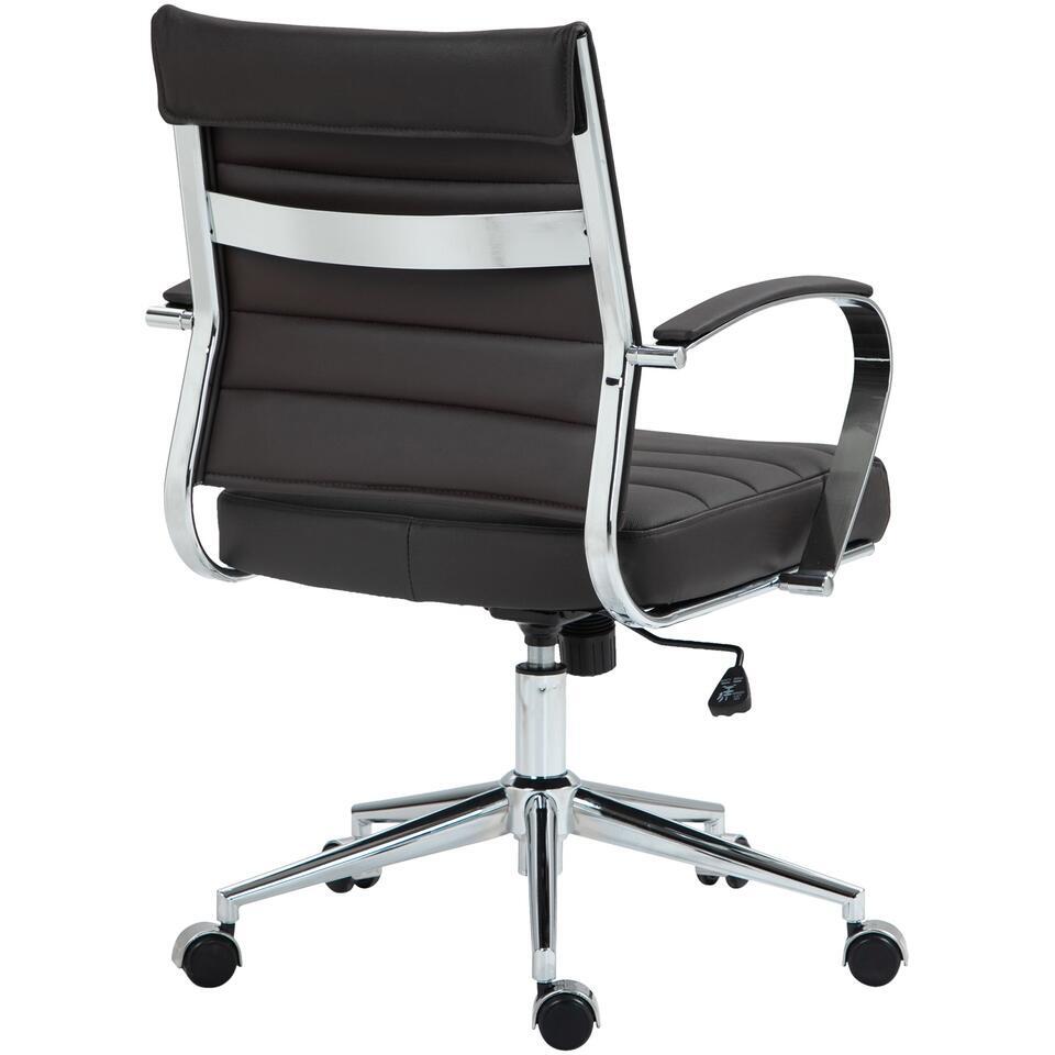  CLP Bureaustoel Oakland Chroom Frame - Echt Leer - Bruin