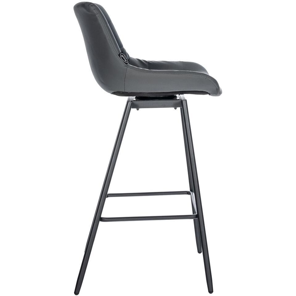  CLP Barkruk Weston Zwart Frame - Kunstleer - Grijs
