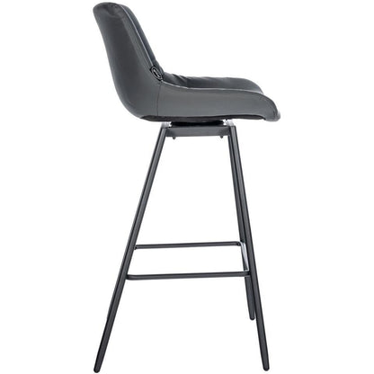  CLP Barkruk Weston Zwart Frame - Kunstleer - Grijs