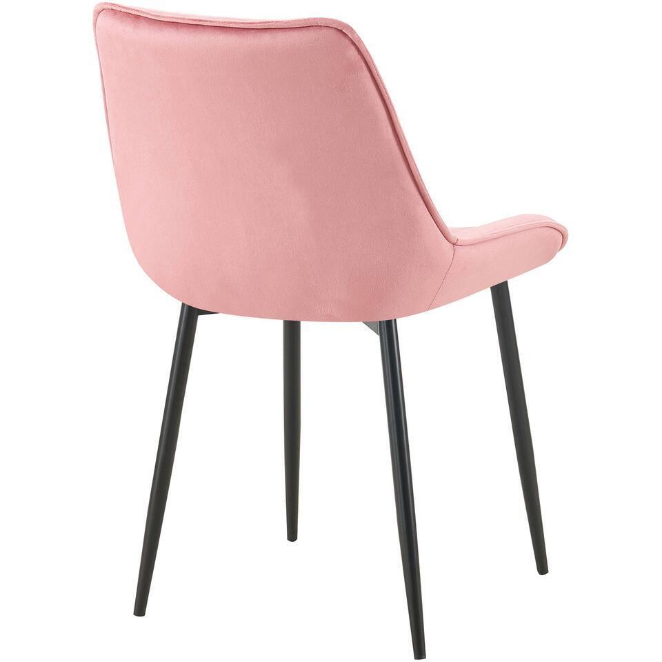  CLP Set Van 2 Eetkamerstoel Wallace Zwart Frame - Fluweel - Roze