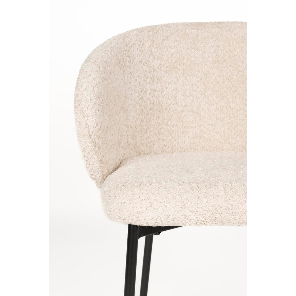  Eetkamerstoel Off White Stof - Zithoogte 47cm - 48x58x70cm - Ayle - Set Van 2