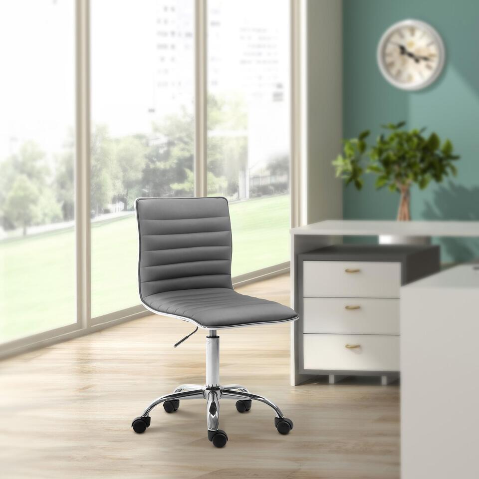  CLP Bureaustoel Alamosa Chroom Frame - Kunstleer - Grijs