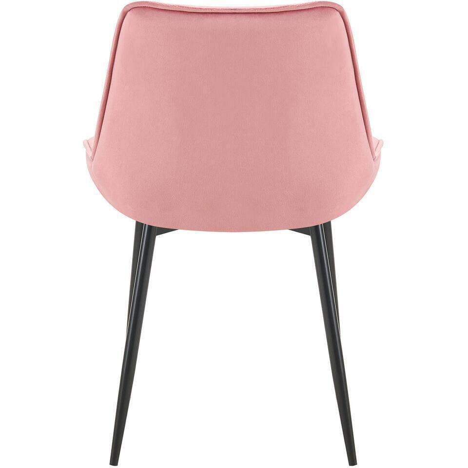  CLP Set Van 2 Eetkamerstoel Wallace Zwart Frame - Fluweel - Roze