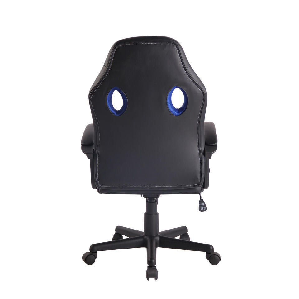  CLP Bureaustoel Elbing Zwart Frame - Kunstleer - Zwart/blauw