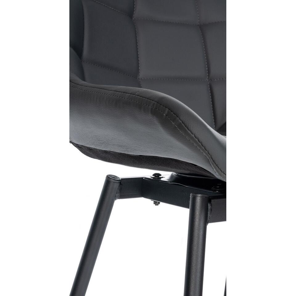  CLP Barkruk Weston Zwart Frame - Kunstleer - Grijs