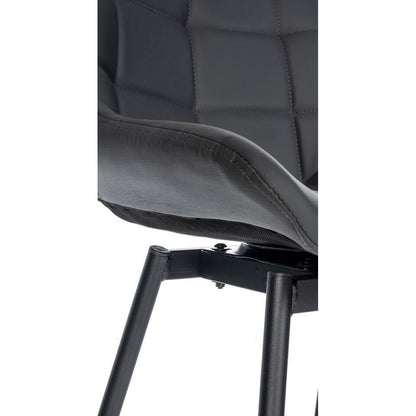  CLP Barkruk Weston Zwart Frame - Kunstleer - Grijs