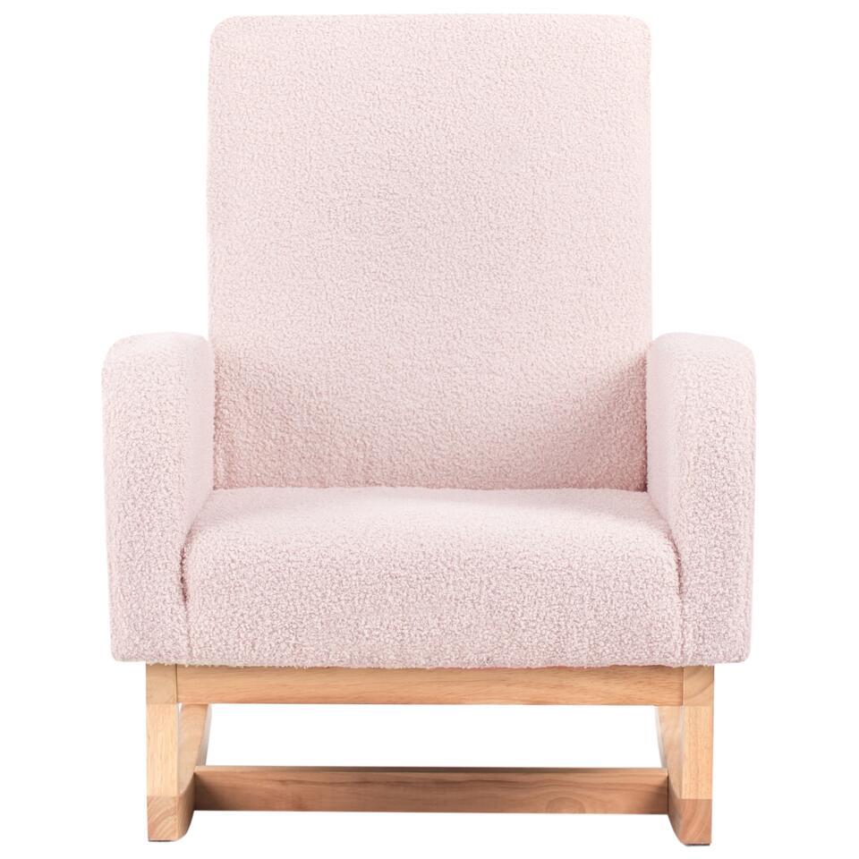  NORBY - Schommelstoel Voor Kinderen - Pastelroze - Bouclé