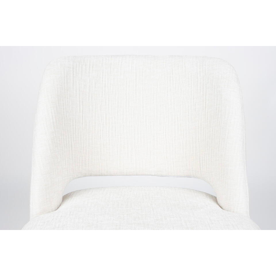  Eetkamerstoel Wit Stof - Zithoogte 48cm - 59,5x53x83,5cm - Yves - Set Van 2