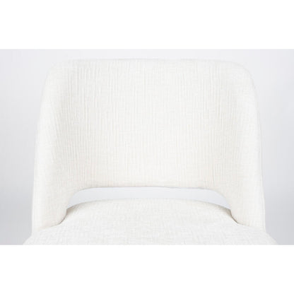  Eetkamerstoel Wit Stof - Zithoogte 48cm - 59,5x53x83,5cm - Yves - Set Van 2