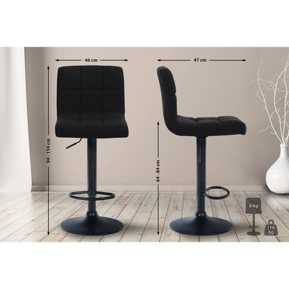  CLP Barkruk Calma Zwart Frame - Stof - Zwart