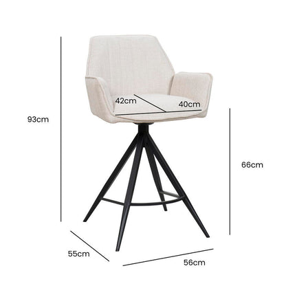  Barstoel Beige/Walnoot - Zithoogte 66cm - Noa - Set Van 2