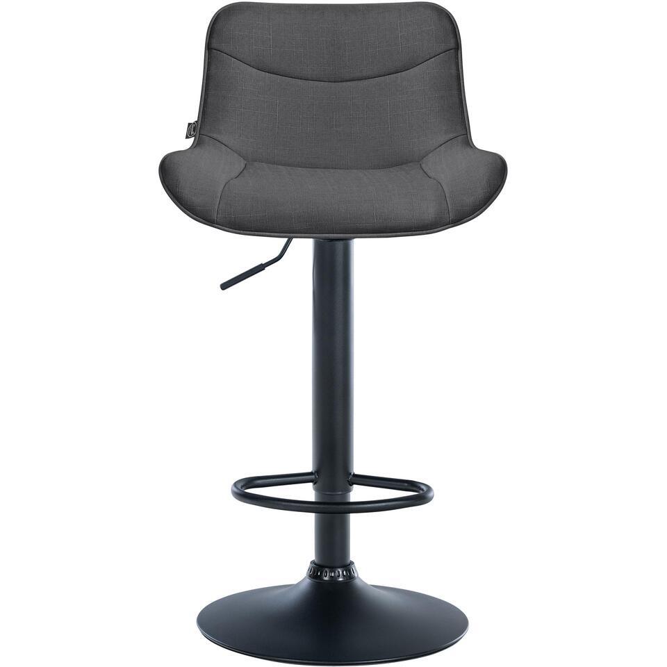  CLP Set Van 2 Barkruk Vonore Zwart Frame - Stof - Donkergrijs