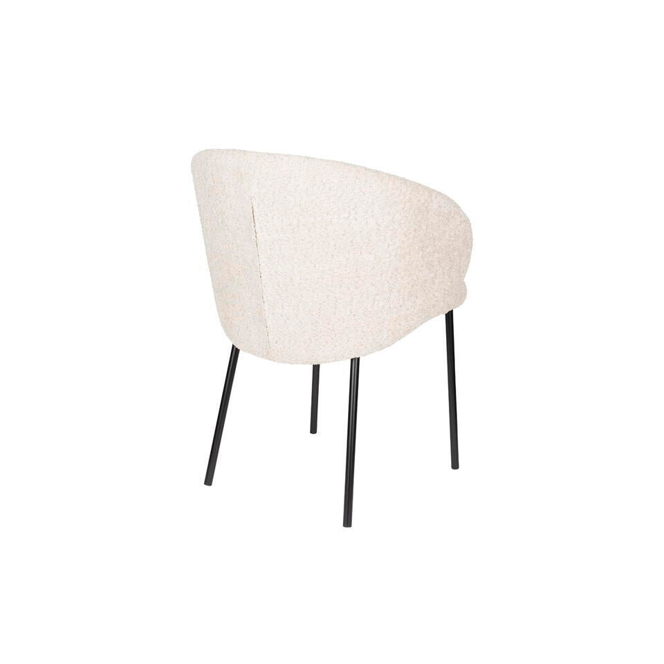  Eetkamerstoel Off White Stof - Zithoogte 47cm - 48x58x70cm - Ayle - Set Van 2