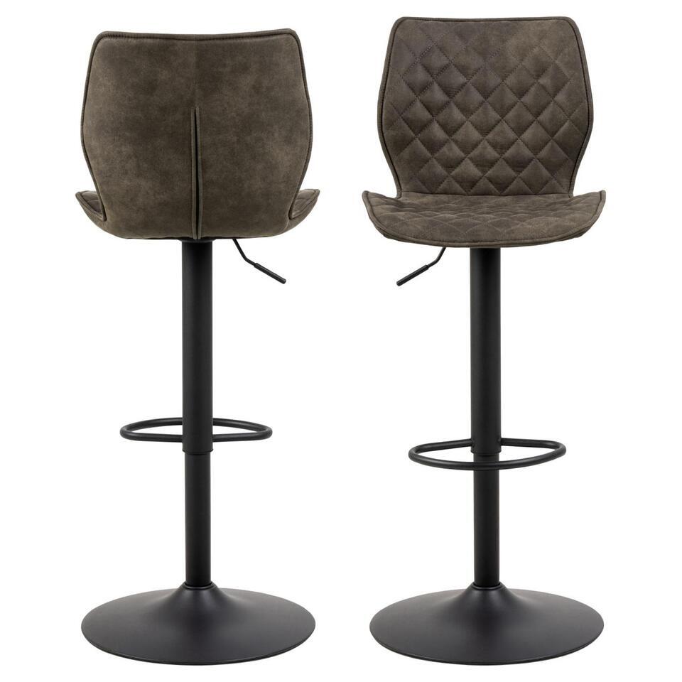  Barkruk Grijs Stof - 45,5x51x116cm - Henriëtte - Set Van 2