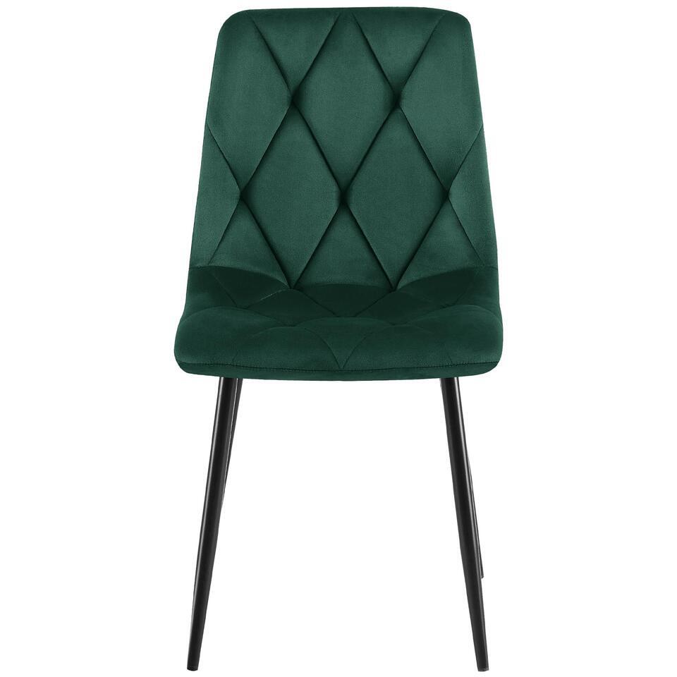  CLP Set Van 2 Eetkamerstoel Clairton Zwart Frame - Fluweel - Groen
