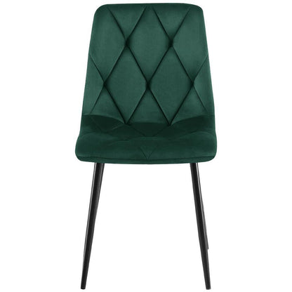  CLP Set Van 2 Eetkamerstoel Clairton Zwart Frame - Fluweel - Groen