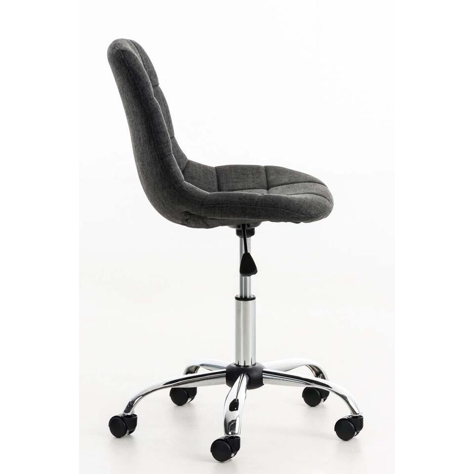  CLP Bureaustoel Emil Chroom Frame - Stof - Donkergrijs