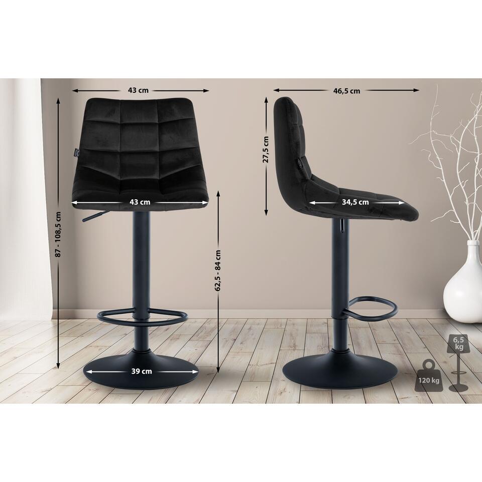  CLP Set Van 2 Barkruk Jerry Zwart Frame - Fluweel - Zwart