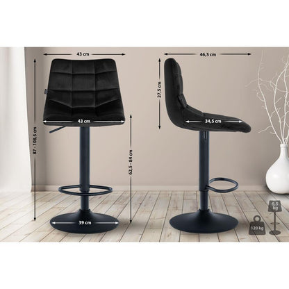  CLP Set Van 2 Barkruk Jerry Zwart Frame - Fluweel - Zwart