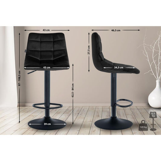  CLP Set Van 2 Barkruk Jerry Zwart Frame - Fluweel - Zwart