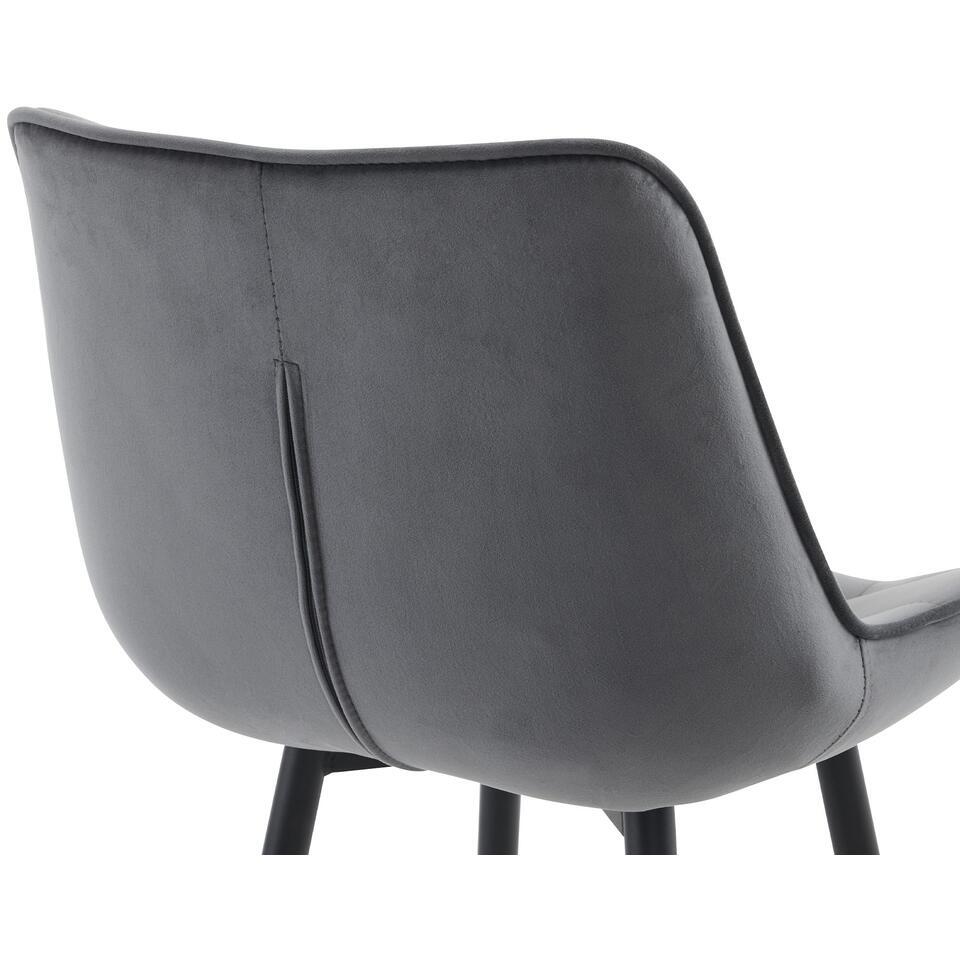  CLP Set Van 2 Barkruk Dartford Mat Zwart Frame - Fluweel - Donkergrijs