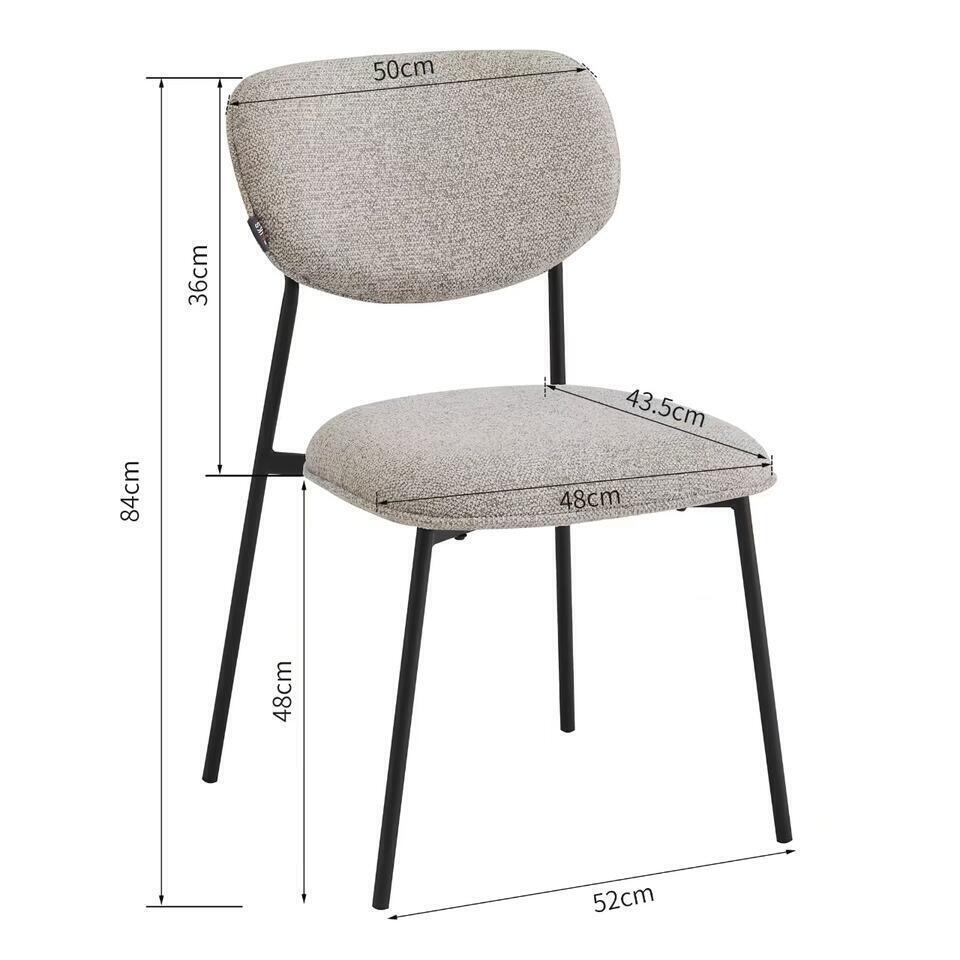  Eetkamerstoelen Set Van 4 - Amalia - Taupe - Stof