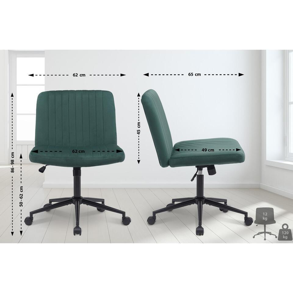  CLP Bureaustoel Kingman Zwart Frame - Fluweel - Groen