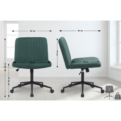  CLP Bureaustoel Kingman Zwart Frame - Fluweel - Groen